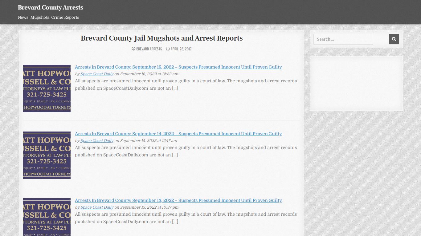 Brevard County Arrest Reports and Jail Mugshots